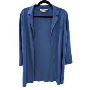 Plein Air Blue Lightweight Open Front Knit Cardigan Jacket Size S Made‎ in Korea